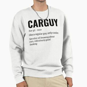 🦋 Funny Carguy Definition Sticker Sweatshirt Tan Long Sleeve Crew Neck Sz Small